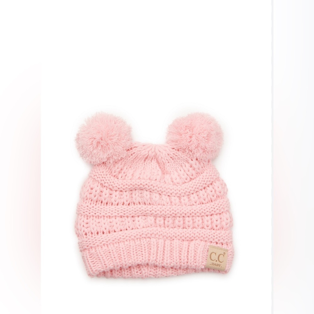 C.C Kids Pink Pom-Pom Beanie